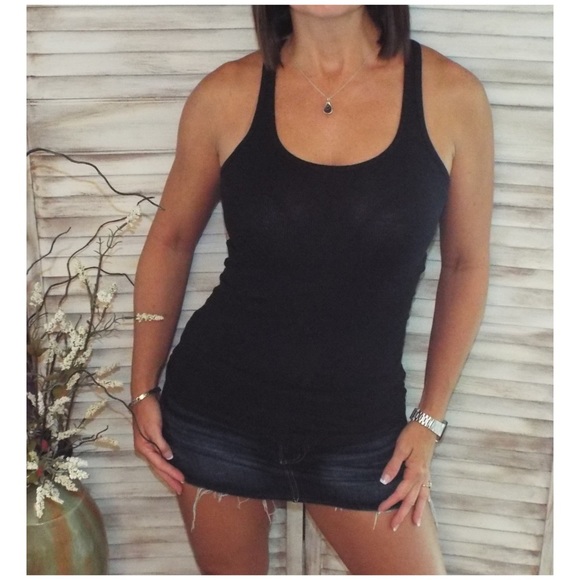 Ribbed Racerback Boy Beater Tank Black 1521 - Picture 7 of 10